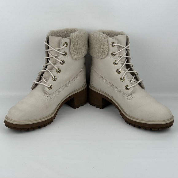 Timberland Kinsley 6” Waterproof Boot Faux Fur Lug White Nubuck Womens 9.5 - Picture 7 of 12